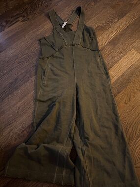 Free People Olive Green Wide-Leg Jumpsuit